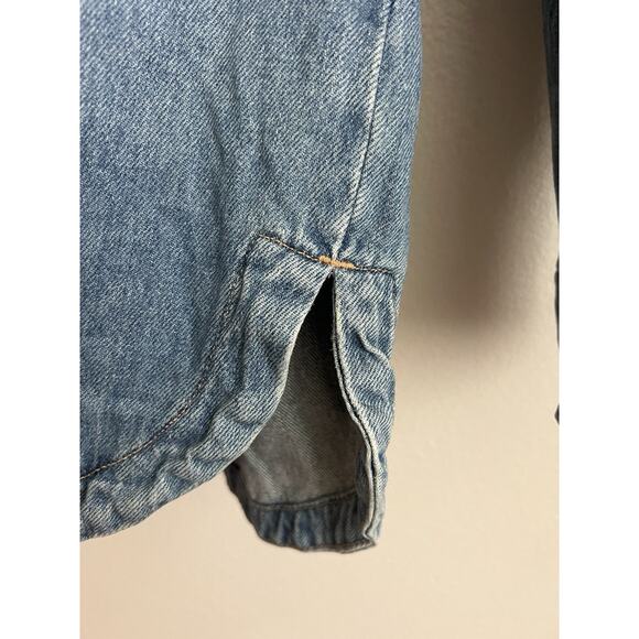 ASOS Design Shirt Women 2 Blue Patch Work Plaid Front Closure - Picture 8 of 9